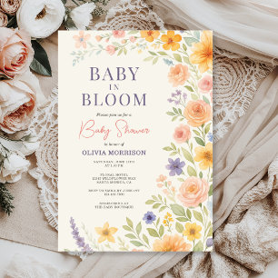 Convites Chá de Bebê Flor de Bebê Silvestre Floral