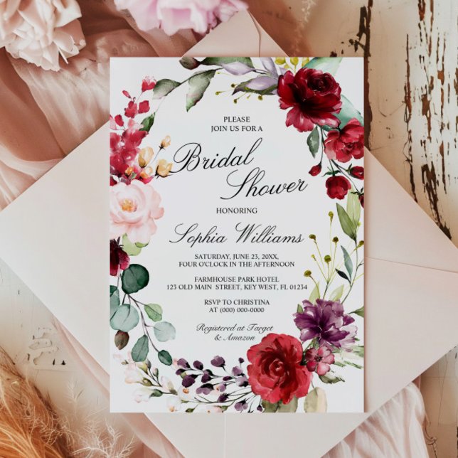 Convites Chá de Bebê Flor de Marte Rosa Bridal (Criador carregado)