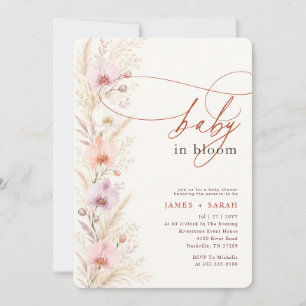 Convites Chá de Bebê Flor Pastel Bebê em Flor