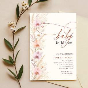 Convites Chá de Bebê Flor Pastel Bebê em Flor
