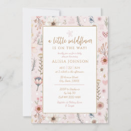 Convites Chá de Bebê Flor Silvestre Rosa