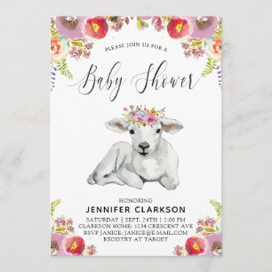 Convites Chá de Bebê Flora Lamb