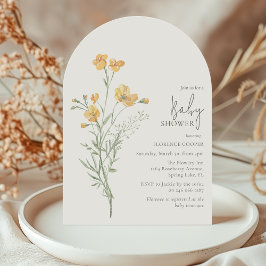 Convites Chá de Bebê Floral Amarelo Elegante