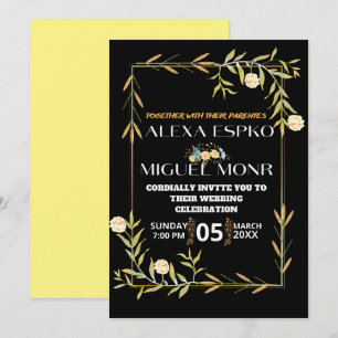 Convites Chá de Bebê floral amarelo festa de casamento