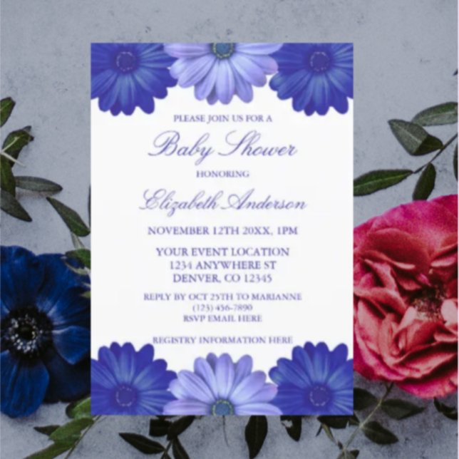 Convites Chá de Bebê Floral Azul (Criador carregado)