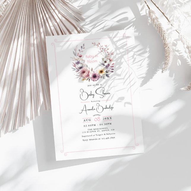 Convites Chá de Bebê Floral Baby in Bloom (Baby in Bloom Floral Baby Shower Invitation)