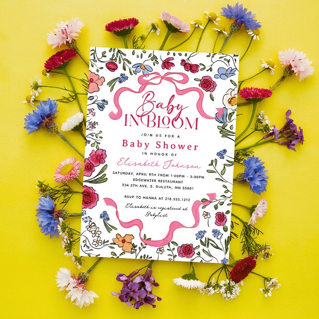 Convites Chá de Bebê Floral Baby in Bloom (Floral Baby in Bloom Baby Shower Invitation)