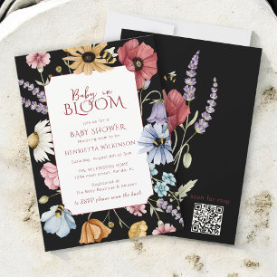 Convites Chá de Bebê Floral Bee Baby RSVP QR
