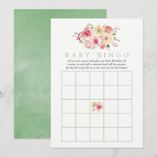 Convites Chá de Bebê Floral Blush e Sage Baby Bingo