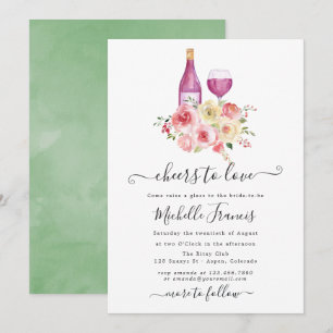 Convites Chá de Bebê Floral Blush & Sage Degustação de Vinh