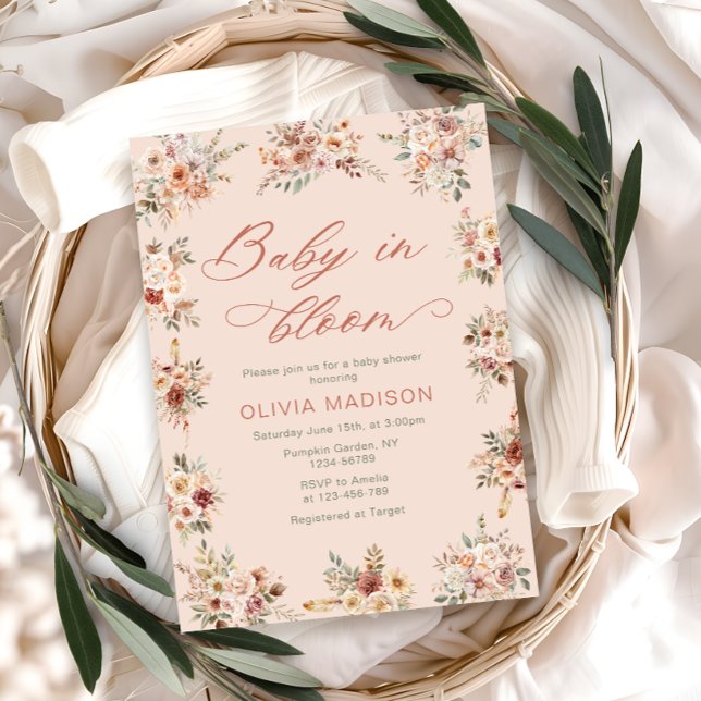 Convites Chá de Bebê Floral Boho (Criador carregado)