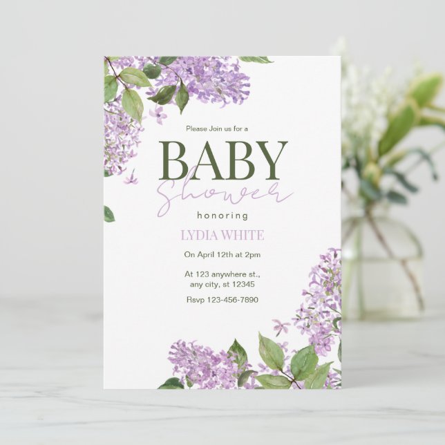 Convites Chá de Bebê Floral Boho Chá de Bebê  (Em pé/Frente)