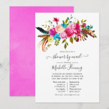 Chá de Bebê Floral Boho Chic em Aquarela por Corre
