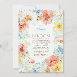 Convites Chá de Bebê Floral Boho Elegante Bebê em Flor
