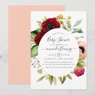 Convites Chá de Bebê Floral Boho em Aquarela
