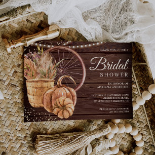 Convites Chá de Bebê Floral Boho Pampas Abóbora Outono Made