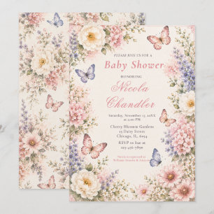 Convites Chá de Bebê Floral Borboleta
