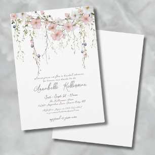 Convites Chá de Bebê Floral Botânico Elegante de Flores Sil