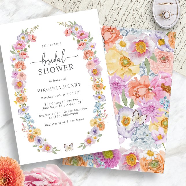 Convites Chá de Bebê Floral Brilhante em Aquarela (Watercolor Bright Floral Bridal Shower Invitation by Painted Paperie
)