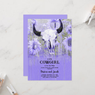 Convites Chá de Bebê Floral Caubói Purple Country Western