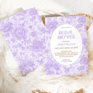Convites Chá de Bebê Floral Chinoiserie Roxo
