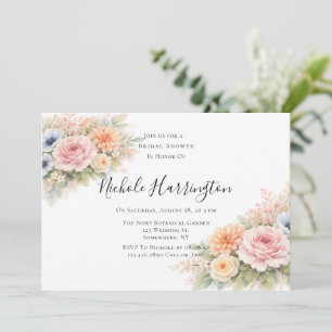Convites Chá de Bebê Floral com Aquarela Suave