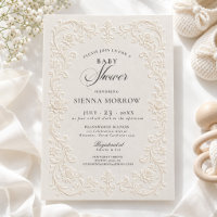 Chá de Bebê Floral com Estilo Elegante em Relevo