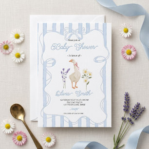 Convites Chá de Bebê Floral com Ganso Vintage