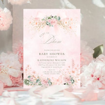 Chá de Bebê Floral com Laço Rosa Baby In Bloom