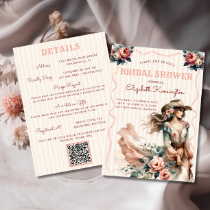 Convites Chá de Bebê Floral Country Boho Ocidental Cowgirl