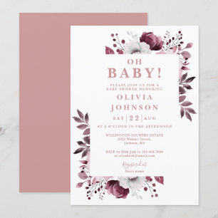 Convites Chá de Bebê Floral Country Rosa Oh Baby Elegante