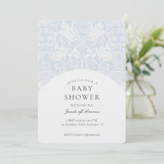 Convites Chá de Bebê Floral Damask Vintage Elegante