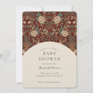 Convites Chá de Bebê Floral Damask Vintage Elegante