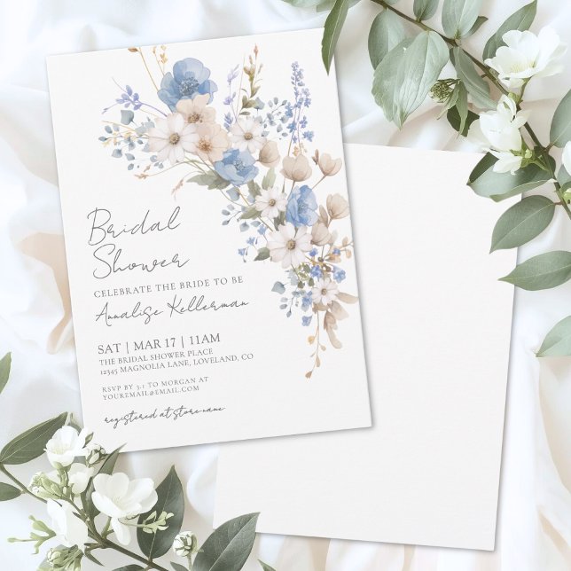 Convites Chá de Bebê Floral de Flores Silvestres (Wildflower Floral Bridal Shower Invitation)