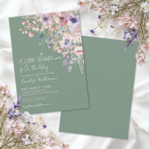 Chá de Bebê Floral de Flores Silvestres Verde Salv