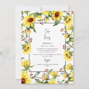 Convites Chá de Bebê Floral de Girassol Moderno em Aquarela