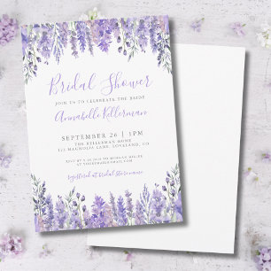 Convites Chá de Bebê Floral de Lavanda em Aquarela Elegante