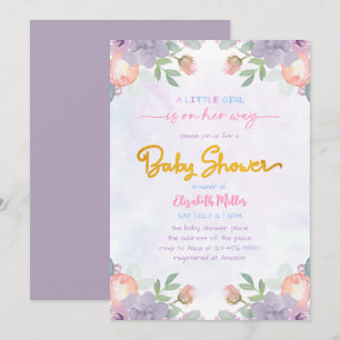 Convites Chá De Bebê Floral De Molho Puro De Aquarela