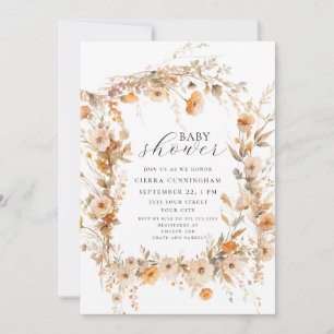 Convites Chá de Bebê Floral de Outono Elegante