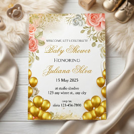 Convites Chá de Bebê Floral Elegante