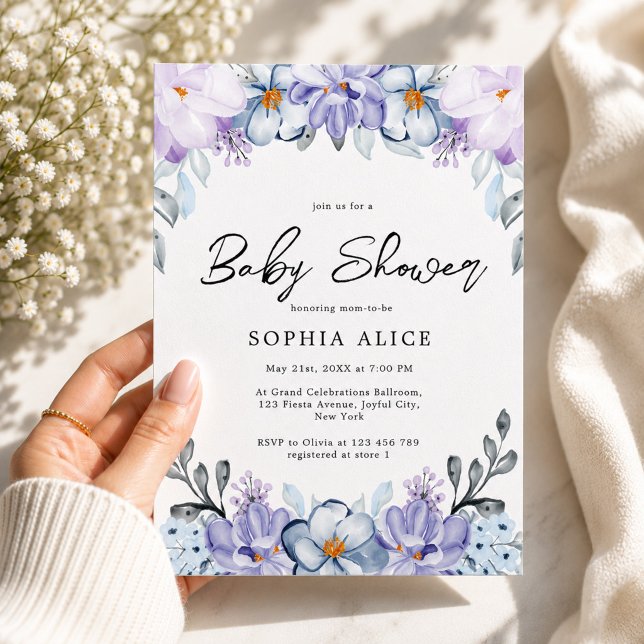 Convites Chá de Bebê Floral Elegante com Aquarela (Criador carregado)