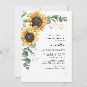 Convites Chá de Bebê Floral Elegante com Girassóis e Eucali