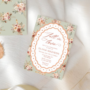 Convites Chá de Bebê Floral Elegante de Outono