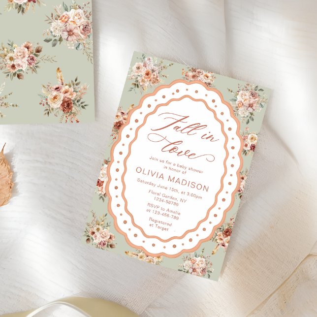 Convites Chá de Bebê Floral Elegante de Outono (Criador carregado)