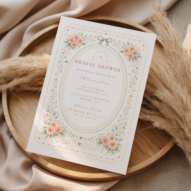 Convites Chá de Bebê Floral Elegante Folk (Criador carregado)