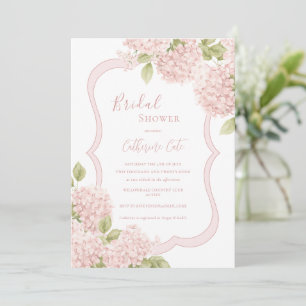 Convites Chá de Bebê Floral Elegante Rosa Hydrangea