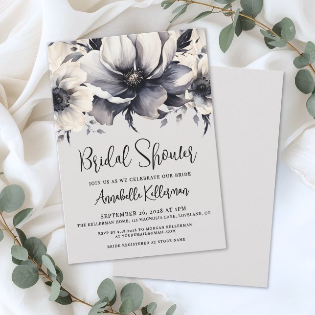 Convites Chá de Bebê Floral em Aquarela Elegante (Elegant Watercolor Floral Bridal Shower Invitation)