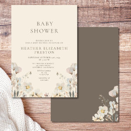 Convites Chá de Bebê Floral em Aquarela Elegante