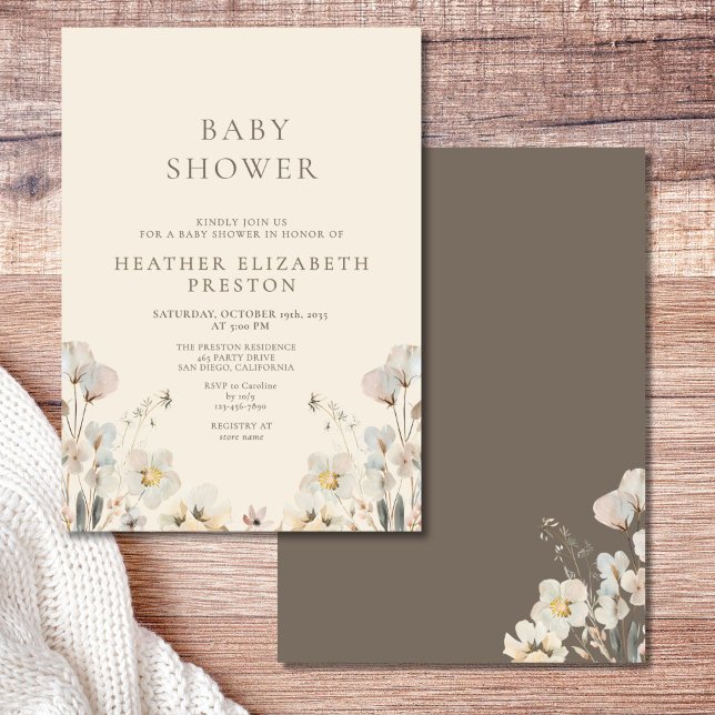 Convites Chá de Bebê Floral em Aquarela Elegante  (Criador carregado)
