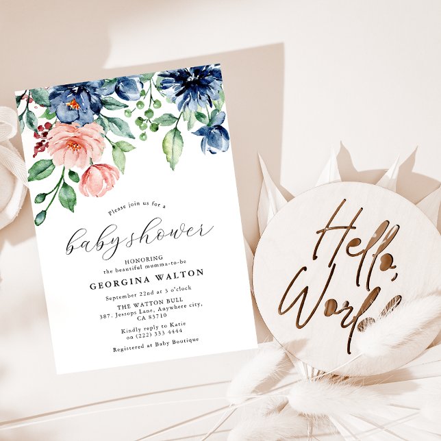 Convites Chá de Bebê Floral em Aquarela Elegante (Criador carregado)